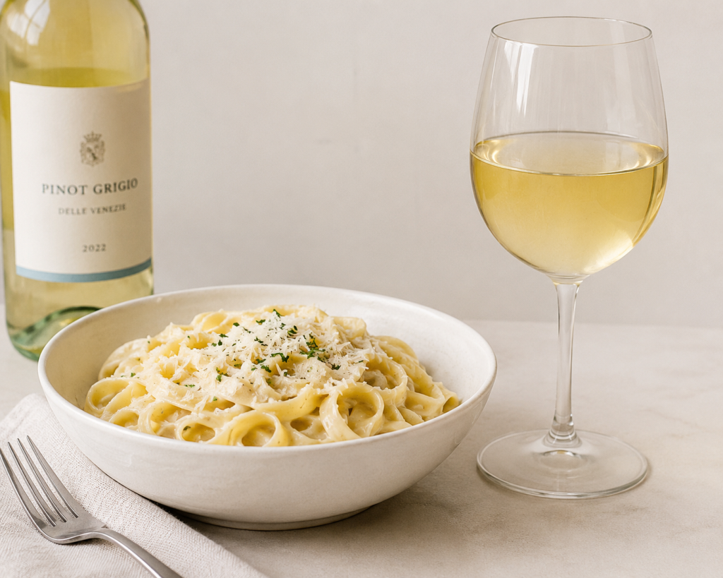 White wine with pasta